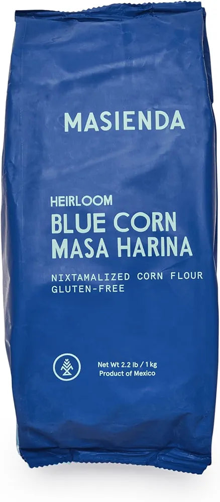 Masienda Heirloom Blue Corn Masa Harina/Flour 2.2 LB (Pack of 2) - Nixtamalized Corn Flour Perfect for Corn Tortillas, Tamales, Tostadas, Pupusas, Arepas and More. Gluten-Free, Non-GMO, Preservative-Free.