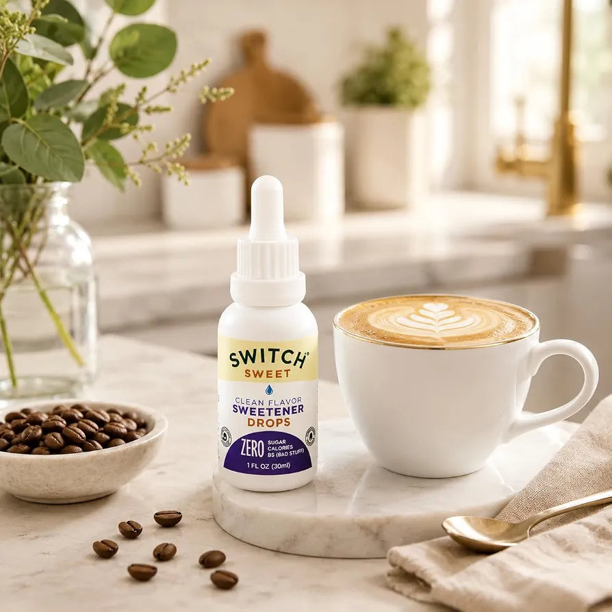 SWITCH® SWEET (200 Servings) Clean Natural Sugar Free Sweetener Drops with Allulose and Katemfe Fruit Extract (Thaumatin). No weird aftertaste. Zero Calories, No Glycemic Impact. Replaces Stevia, Monk Fruit & Artificial Sweeteners.
