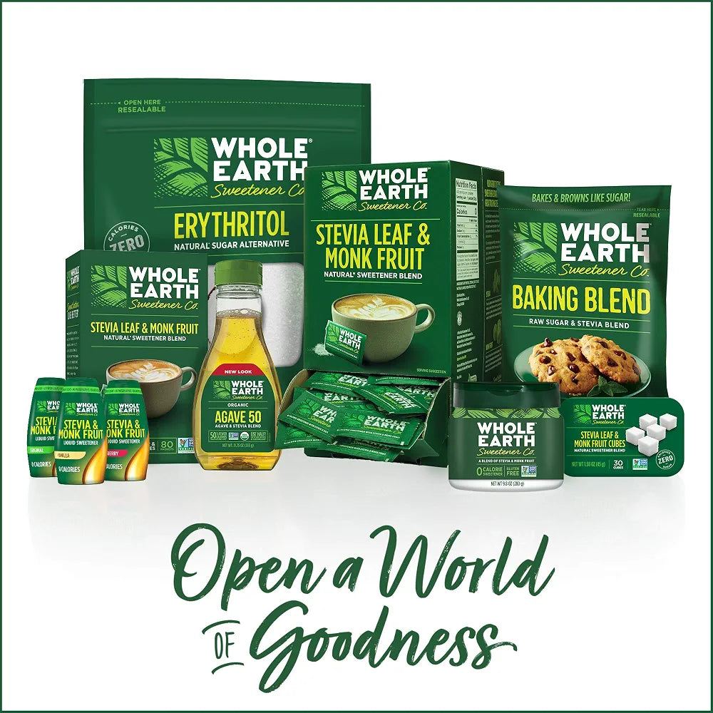 Whole Earth Stevia & Monk Fruit Liquid Sweetener, Original, 1.62 Fl Oz (Pack of 2)